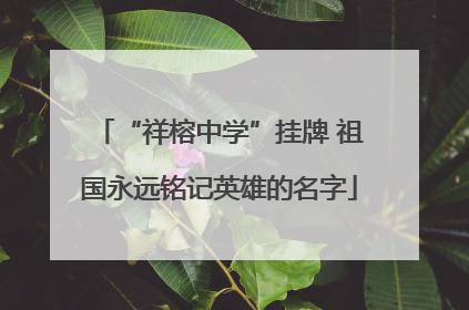 “祥榕中学”挂牌 祖国永远铭记英雄的名字