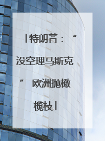 特朗普：“没空理马斯克” 欧洲抛橄榄枝