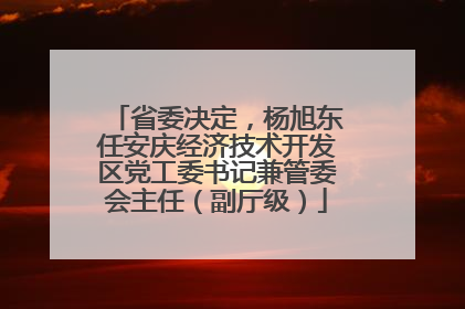 省委决定，杨旭东任安庆经济技术开发区党工委书记兼管委会主任（副厅级）