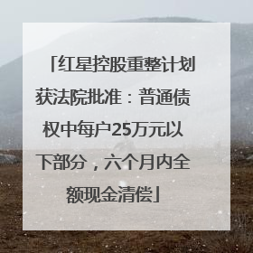 红星控股重整计划获法院批准：普通债权中每户25万元以下部分，六个月内全额现金清偿