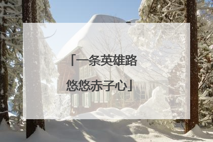 一条英雄路 悠悠赤子心