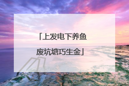 上发电下养鱼 废坑塘巧生金
