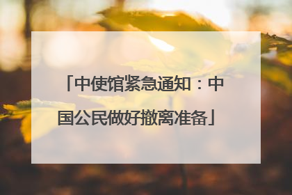 中使馆紧急通知：中国公民做好撤离准备