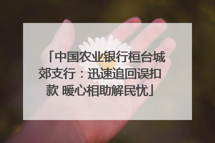 中国农业银行桓台城郊支行：迅速追回误扣款 暖心相助解民忧