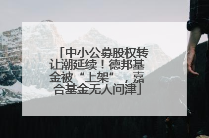中小公募股权转让潮延续！德邦基金被“上架”，嘉合基金无人问津