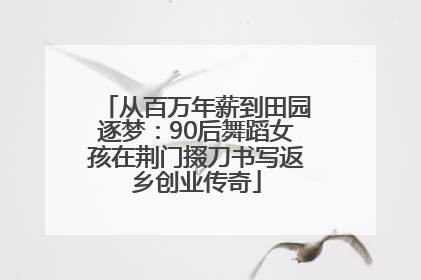 从百万年薪到田园逐梦：90后舞蹈女孩在荆门掇刀书写返乡创业传奇