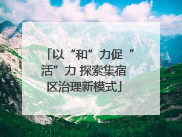 以“和”力促“活”力 探索集宿区治理新模式