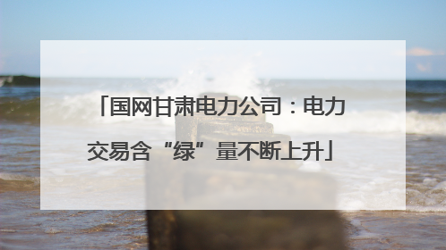 国网甘肃电力公司：电力交易含“绿”量不断上升