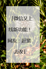 微信又上线新功能！网友：赶紧去改