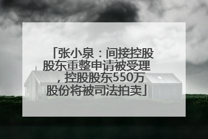 张小泉：间接控股股东重整申请被受理，控股股东550万股份将被司法拍卖