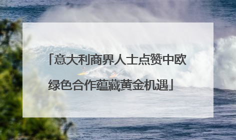 意大利商界人士点赞中欧绿色合作蕴藏黄金机遇
