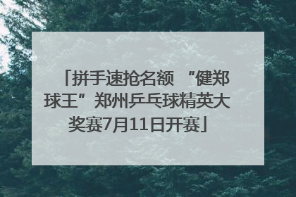 拼手速抢名额 “健郑球王”郑州乒乓球精英大奖赛7月11日开赛