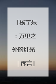 杨宇东：万里之外的灯光｜序言