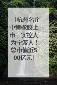 杭州名企中策橡胶上市，实控人为宁波人！总市值近500亿元