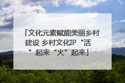 文化元素赋能美丽乡村建设 乡村文化IP“活”起来“火”起来