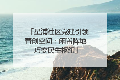 星浦社区党建引领青创空间：闲置阵地巧变民生枢纽