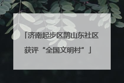 济南起步区鹊山东社区获评“全国文明村”