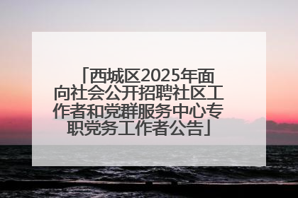 西城区2025年面向社会公开招聘社区工作者和党群服务中心专职党务工作者公告
