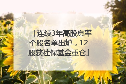 连续3年高股息率个股名单出炉，12股获社保基金重仓