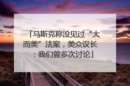 马斯克称没见过“大而美”法案，美众议长：我们曾多次讨论